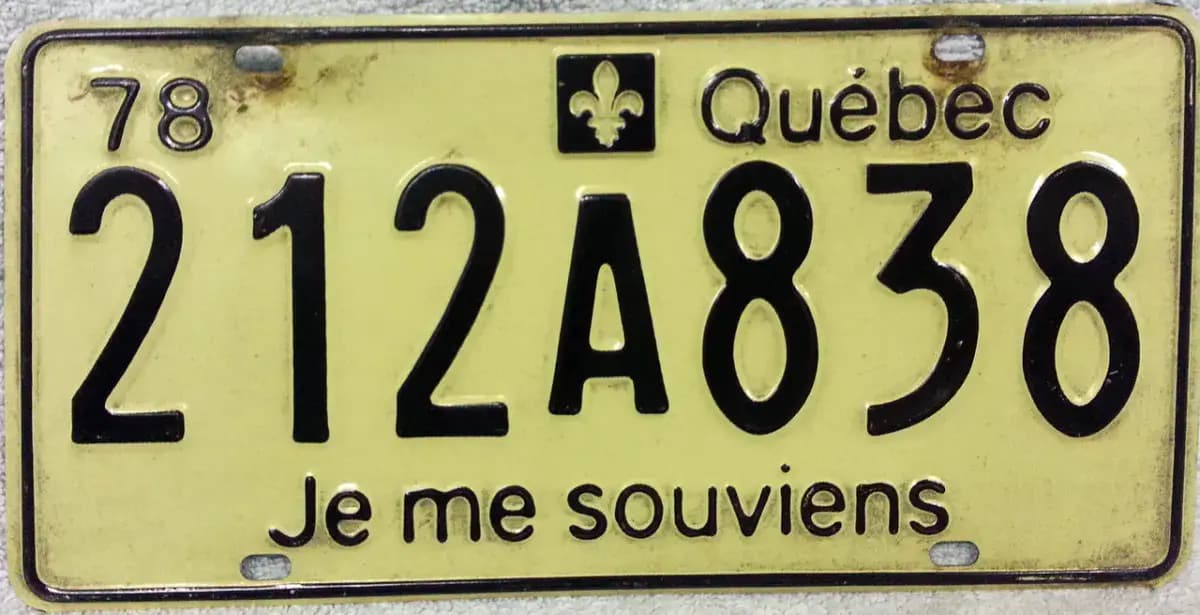 Plaque d’immatriculation du Québec « Je me souviens »